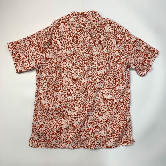 Vintage Chaps Ralph Lauren Shirt Mens L Large Red Floral Hawaiian Short Sleeve - Picture 7 of 10